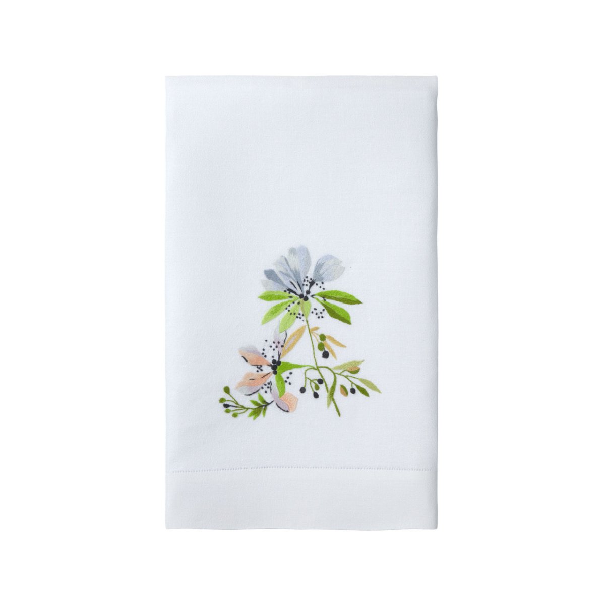 Fleurs Ancolie Guest Towel by Yves Delorme Couture Fingertip Towel 16" x 24" Ancolie at FIG LINENS AND HOME 3