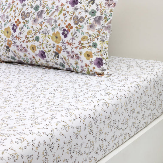 Fleurs Fitted Sheet by Yves Delorme King Fitted Sheet Multi at FIG LINENS AND HOME 1