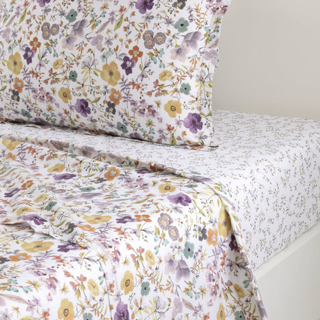 Fleurs Flat Sheet by Yves Delorme King Flat Sheet Multi at FIG LINENS AND HOME 1