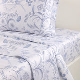 Herbier Celeste Organic Flat Sheet by Yves Delorme King Flat Sheet Celeste at FIG LINENS AND HOME 1