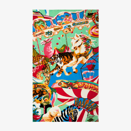 K Circus Printed Velour Beach Towel by Kenzo Paris Printed Velour Beach Towel 39" x 67" Multi at FIG LINENS AND HOME 1