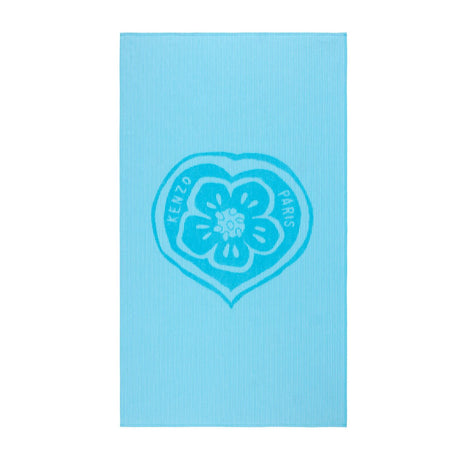 K HEART Turquoise Jacquard Beach Towel by Kenzo Paris | Yves Delorme at Fig Linens and Home 3
