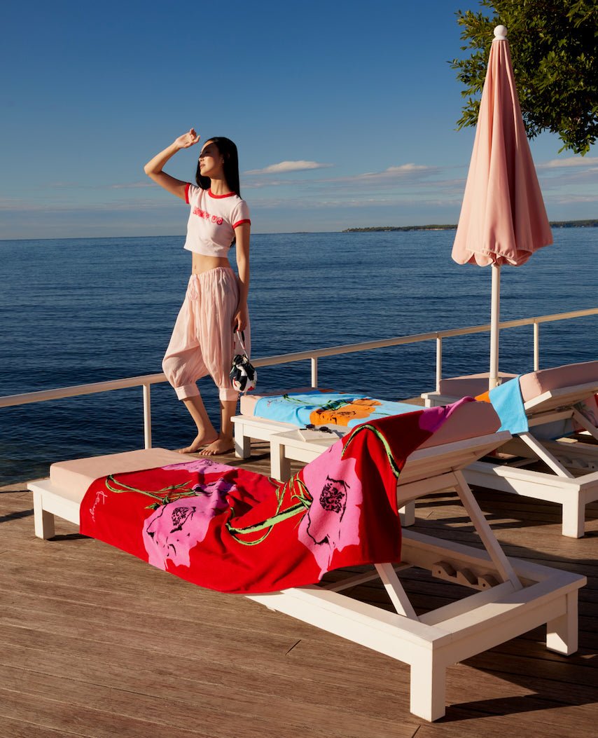 K POP Printed Beach Towel by Kenzo Paris | Yves Delorme