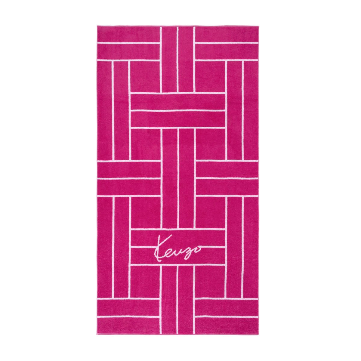 K TATAMI Jacquard Fuchsia Beach Towel by Kenzo Paris | Yves Delorme at Fig Linens and Home 4