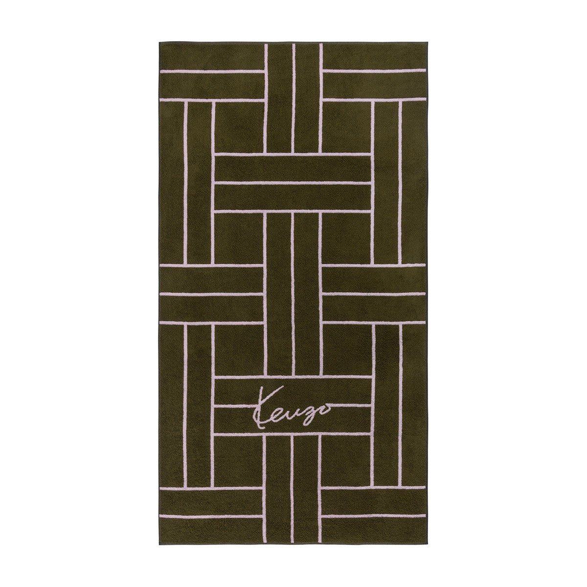 K TATAMI Jacquard Kaki Beach Towel by Kenzo Paris | Yves Delorme at Fig Linens and Home 4