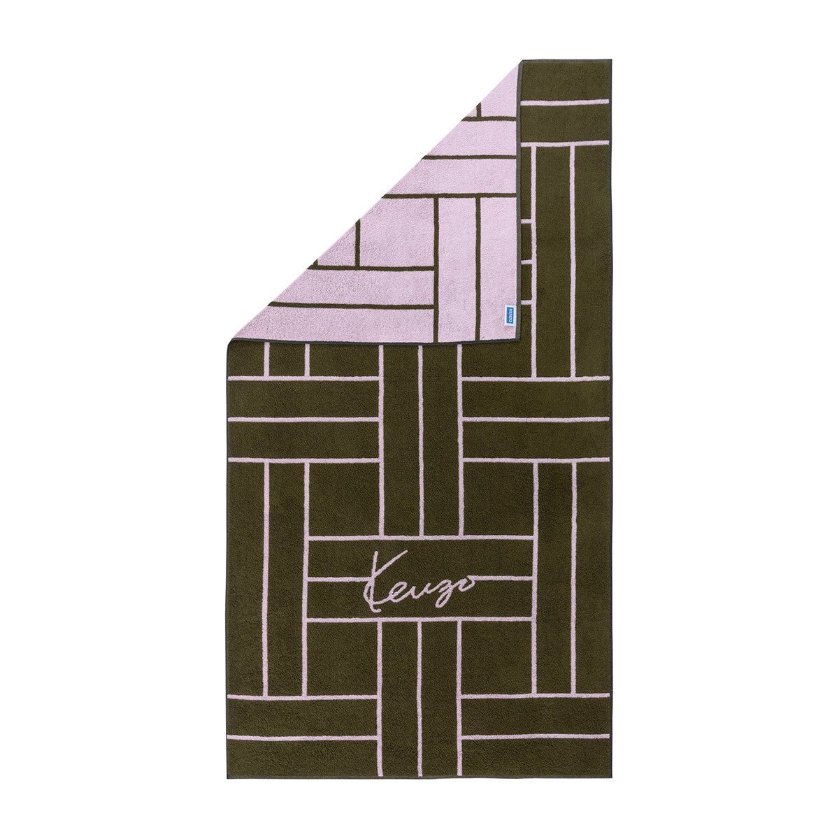 K TATAMI Jacquard Kaki Beach Towel by Kenzo Paris | Yves Delorme at Fig Linens and Home 1