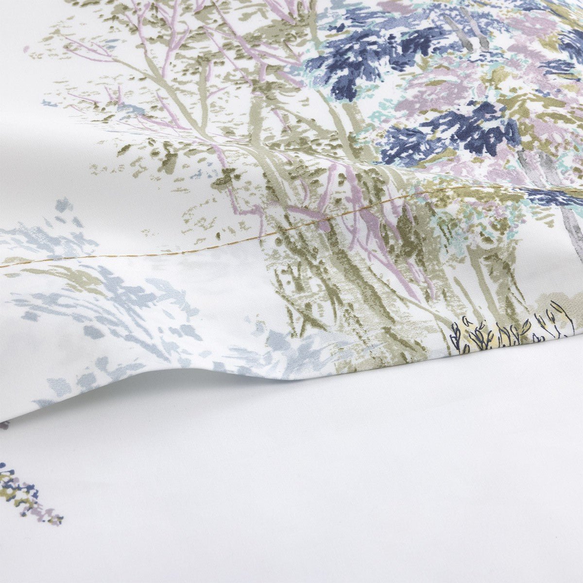 Lande Flat Sheet by Yves Delorme at Fig Linens and Home - View 2 with Detail of Print