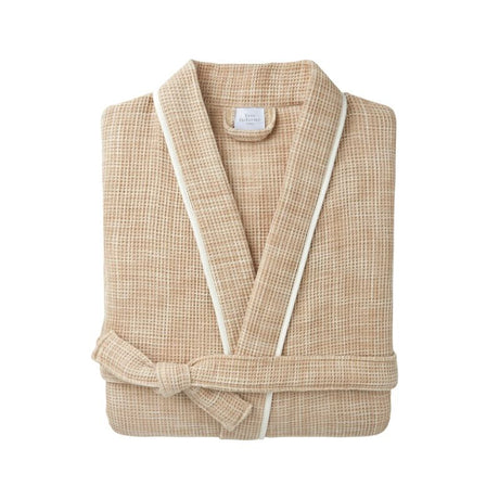 Leo Beige Unisex Kimono Bathrobe by Yves Delorme Kimono Bathrobe (Unisex) XXL Beige at FIG LINENS AND HOME 16