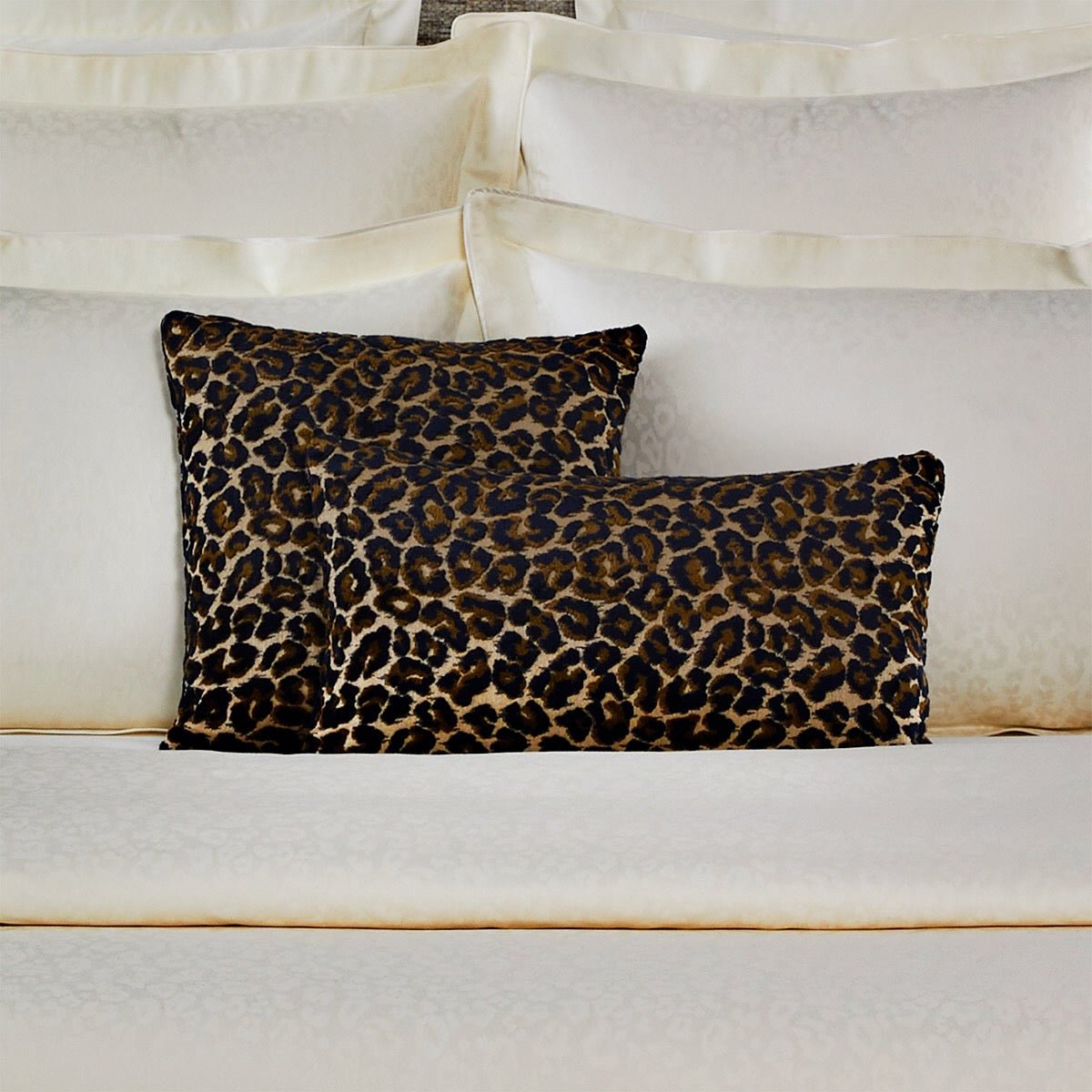 Leopard Nuit Decorative Pillows by Yves Delorme Decorative Pillow 13 x 22 Nuit at FIG LINENS AND HOME 4