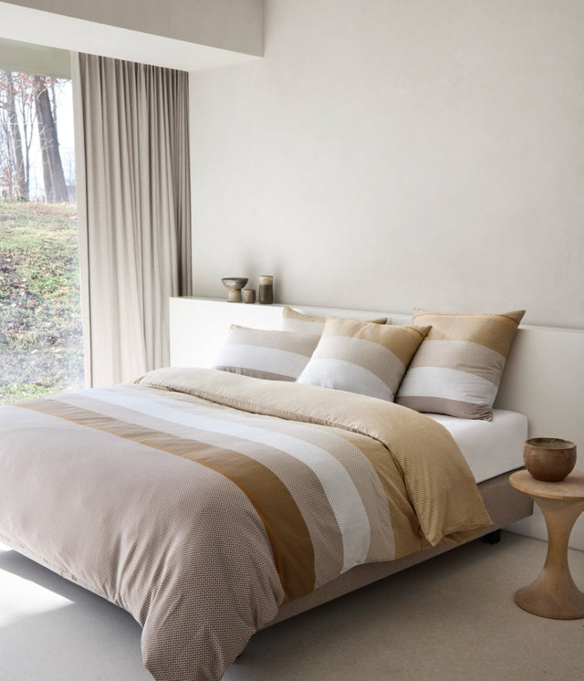 Logan Camel Duvet Cover Set by Hugo Boss Home King Duvet Cover Set (1x King duvet cover, 2x King shams) Camel at FIG LINENS AND HOME 1