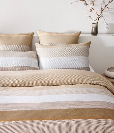 Logan Camel Duvet Cover Set by Hugo Boss Home King Duvet Cover Set (1x King duvet cover, 2x King shams) Camel at FIG LINENS AND HOME 3