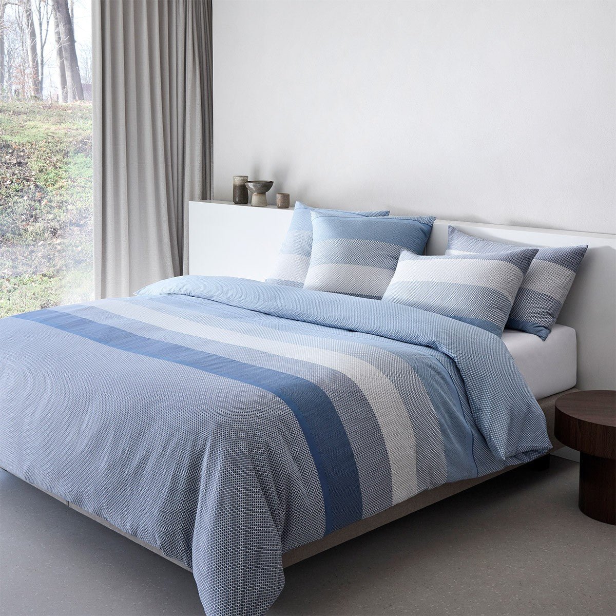 Logan Denim Duvet Cover Set by Hugo Boss Home King Duvet Cover Set (1x King duvet cover, 2x King shams) Denim at FIG LINENS AND HOME 1