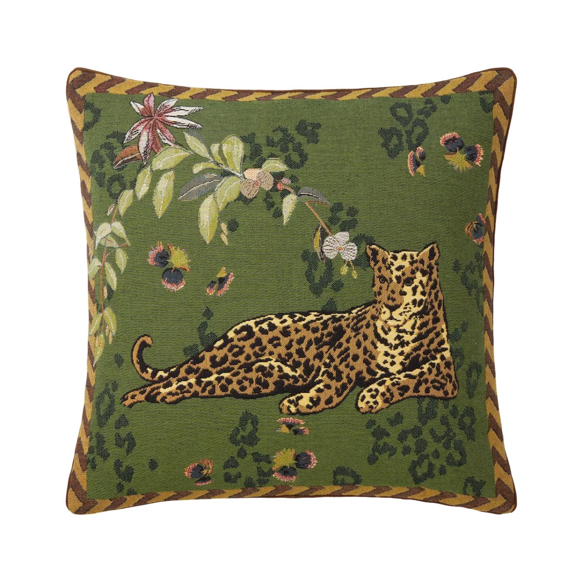Yves Delorme Orchidia Kaki Decorative Pillow | Panther Throw Pillow at Fig Linens and Home - Front