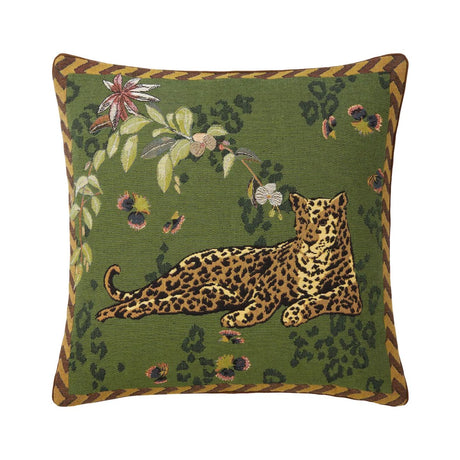 Yves Delorme Orchidia Kaki Decorative Pillow | Panther Throw Pillow at Fig Linens and Home - Front