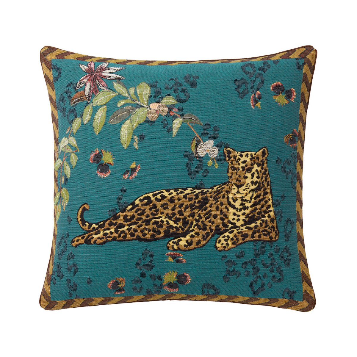 Yves Delorme Orchidia Paon Decorative Pillow | Panther Throw Pillow at Fig Linens and Home - Front