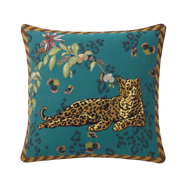 Yves Delorme Orchidia Paon Decorative Pillow | Panther Throw Pillow at Fig Linens and Home - Front