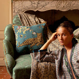 Yves Delorme Orchidia Paon Decorative Pillow | Panther Throw Pillow at Fig Linens and Home Lifestyle