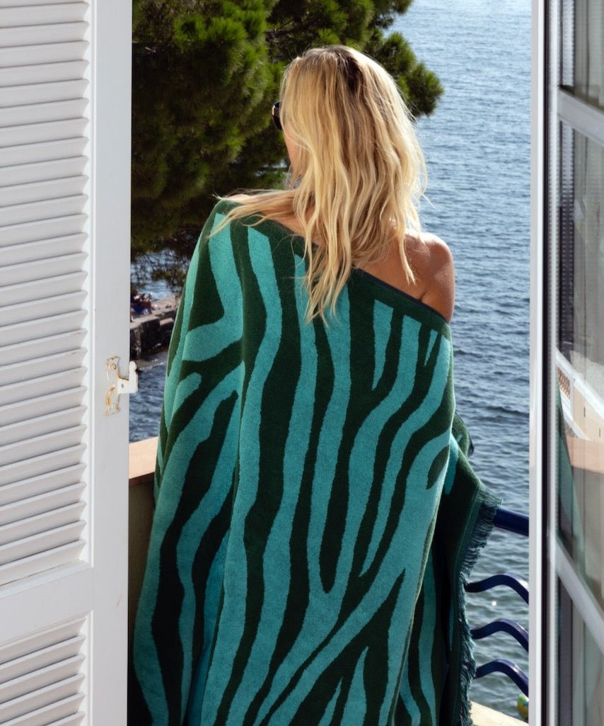 Pampa Menthe Beach Towel by Yves Delorme - Lifestyle Photo 2 - Fig Linens and Home Beach & Pool