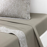 Patio Organic Bedding by Yves Delorme Flat Sheet King 114 x 116 Kaki and Amande at FIG LINENS AND HOME 3