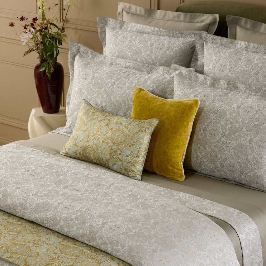 Patio Organic Bedding by Yves Delorme Flat Sheet King 114 x 116 Kaki and Amande at FIG LINENS AND HOME 2