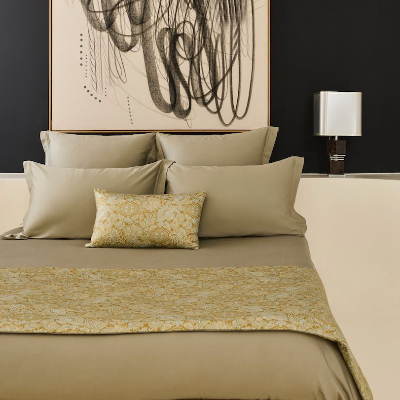 Patio Silk Bed Runner by Yves Delorme Bed Runner 87 x 31 Amande at FIG LINENS AND HOME 3