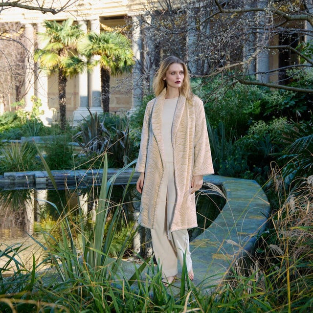 Pollen Shawl Collar Women's Bathrobes by Yves Delorme Shawl collar Bathrobe (Women's) S Pollen at FIG LINENS AND HOME 1
