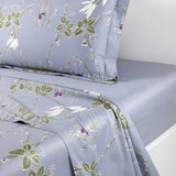 Rameau Flat Sheet by Yves Delorme | Organic Cotton Top Sheet at Fig Linens and Home shown on Bed