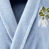 Detail of Floral Embroidery - Yves Delorme Rameau Bathrobe | Organic Cotton & Modal Terry