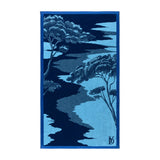 Rive Jacquard Beach Towel by Yves Delorme at Fig Linens and Home - Lifestyle - Color Azure 1