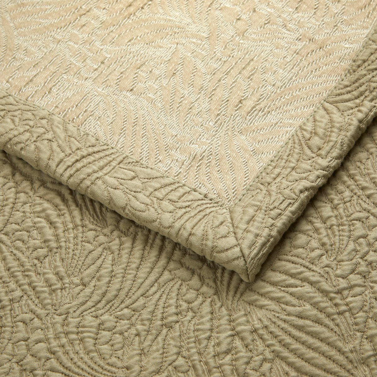 Santoli Kaki Coverlet by Yves Delorme at Fig Linens and Home - Detail 1