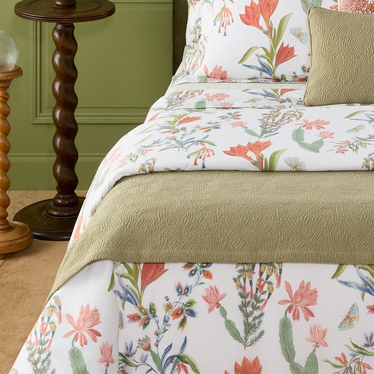 Santoli Kaki Coverlet by Yves Delorme at Fig Linens and Home - Lifestyle 1