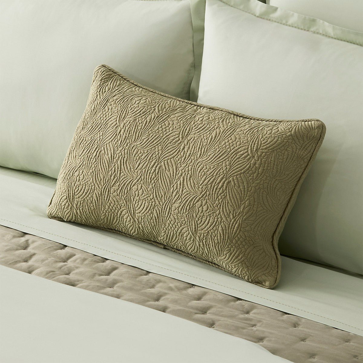 Santoli Kaki Decorative Pillow by Yves Delorme Decorative Pillow 13 x 22 Kaki at FIG LINENS AND HOME 1