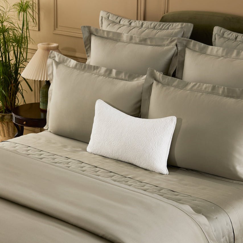 Yves Delorme Triomphe Kaki Bedding at Fig Linens and Home - Lifestyle 2