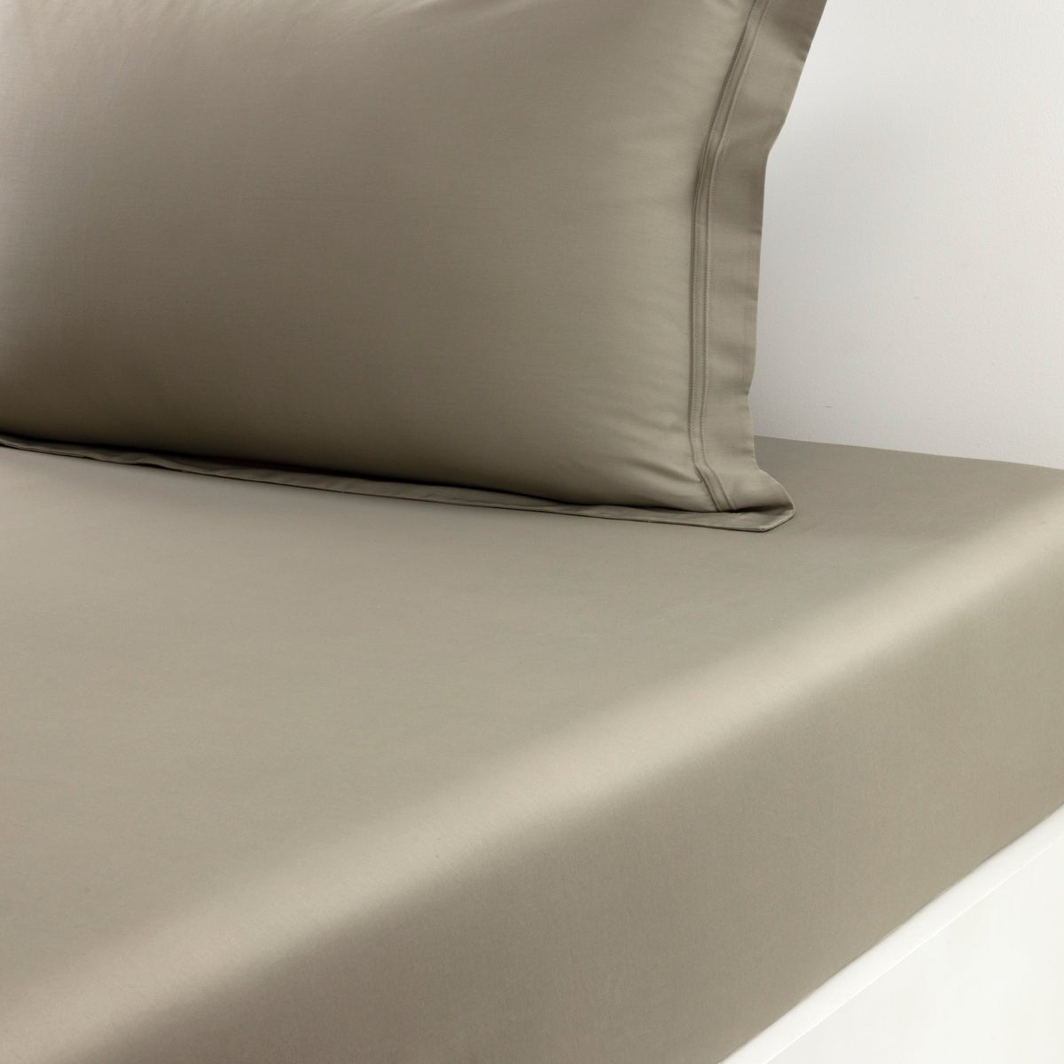 Yves Delorme TRIOMPHE Kaki Fitted Sheet Full at Fig Linens and Home
