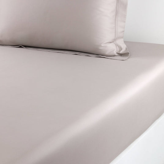 Triomphe Loutre Fitted Sheet by Yves Delorme King Fitted Sheet Loutre at FIG LINENS AND HOME 1
