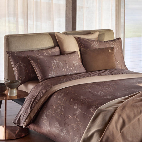 Wild Millet Fitted Sheet by Hugo Boss Home King Fitted Sheet Mocha at FIG LINENS AND HOME 4