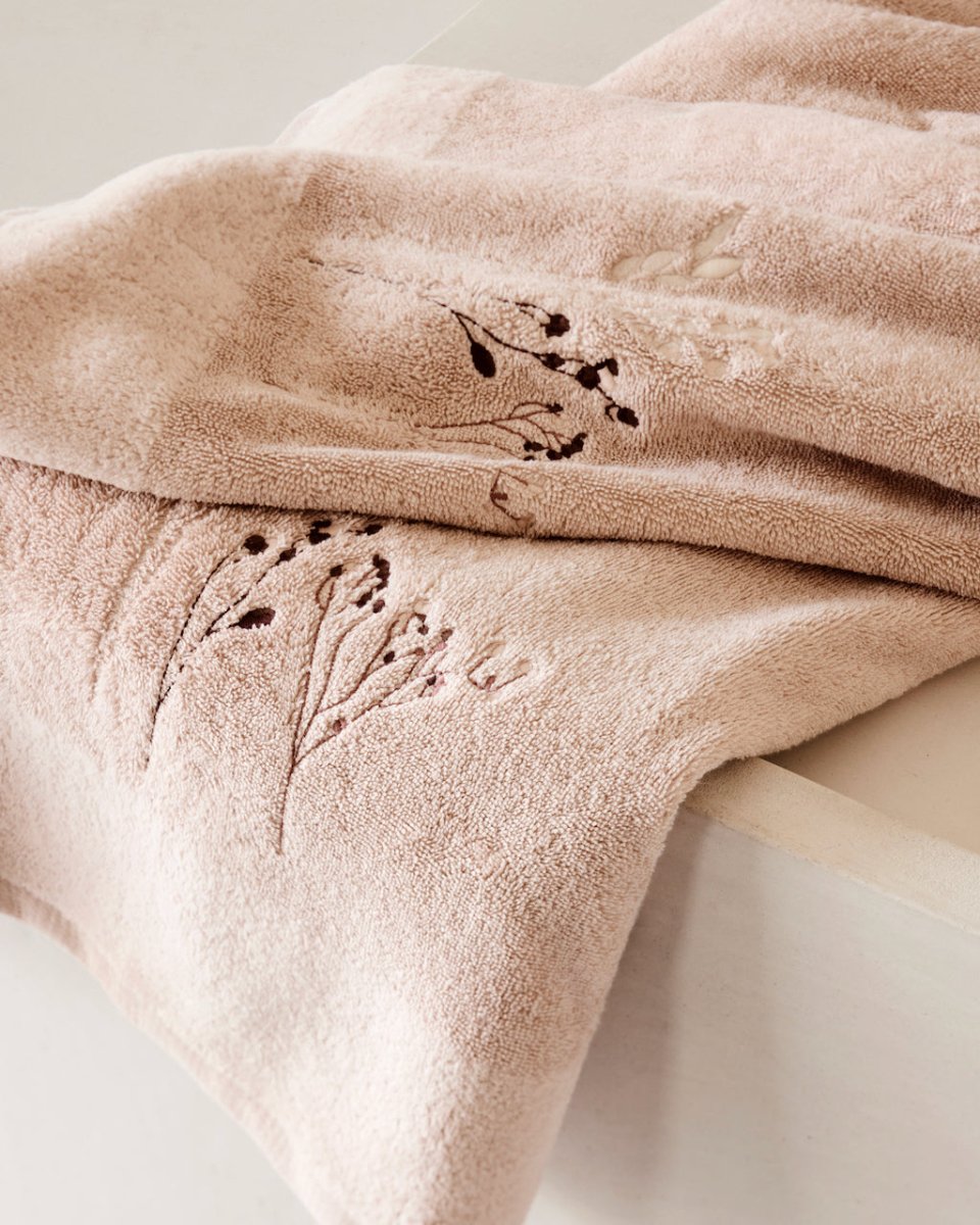 Wild Millet Towels by Hugo Boss Home Bath Towel Mocha on Beige at FIG LINENS AND HOME 2