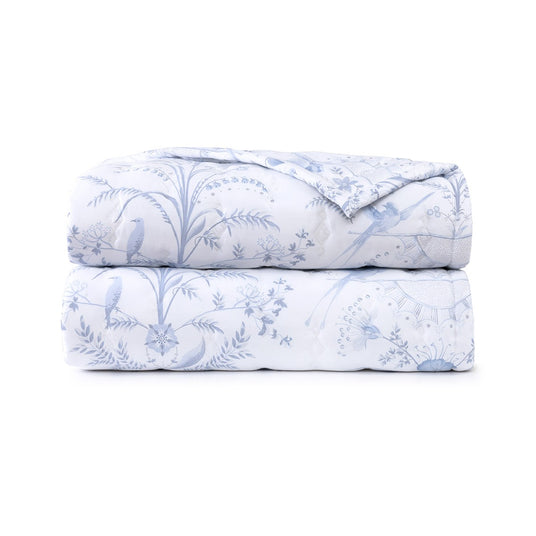 Herbier Quilted Coverlet in Celeste by Yves Delorme - view 1