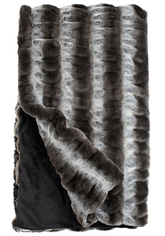 Grey Chinchilla Couture Faux Fur Throw Blanket - Fabulous Furs at Fig Linens and Home - Folded