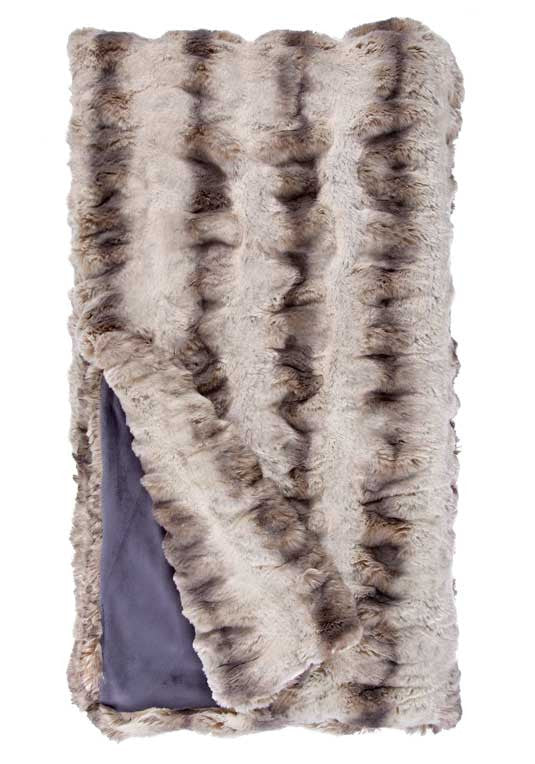 Fig Linens - Truffle Chinchilla Couture Faux Fur Throw Blanket by Fabulous Furs