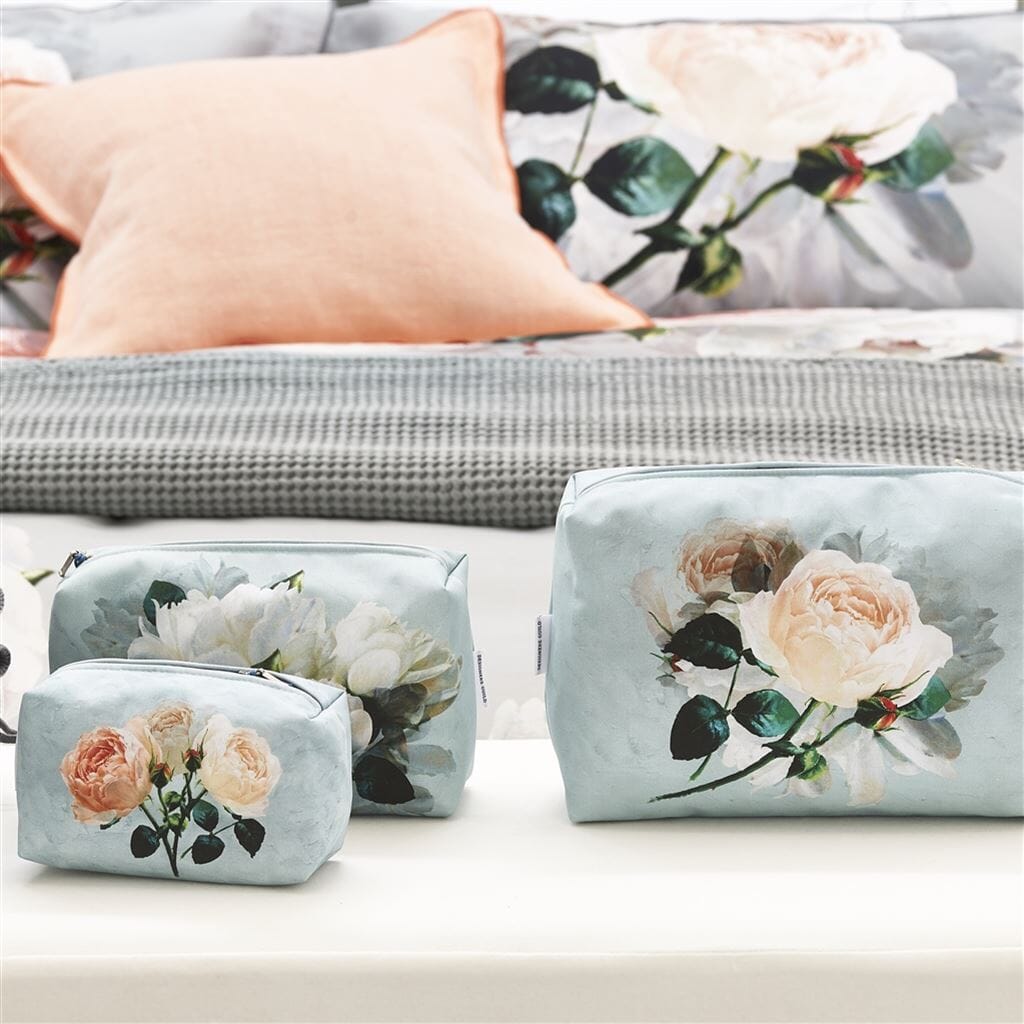 Designers Guild Designers Guild Peonia Grande Zinc Small Toiletry Bag - Small Pouch Zinc at FIG LINENS AND HOME - 4