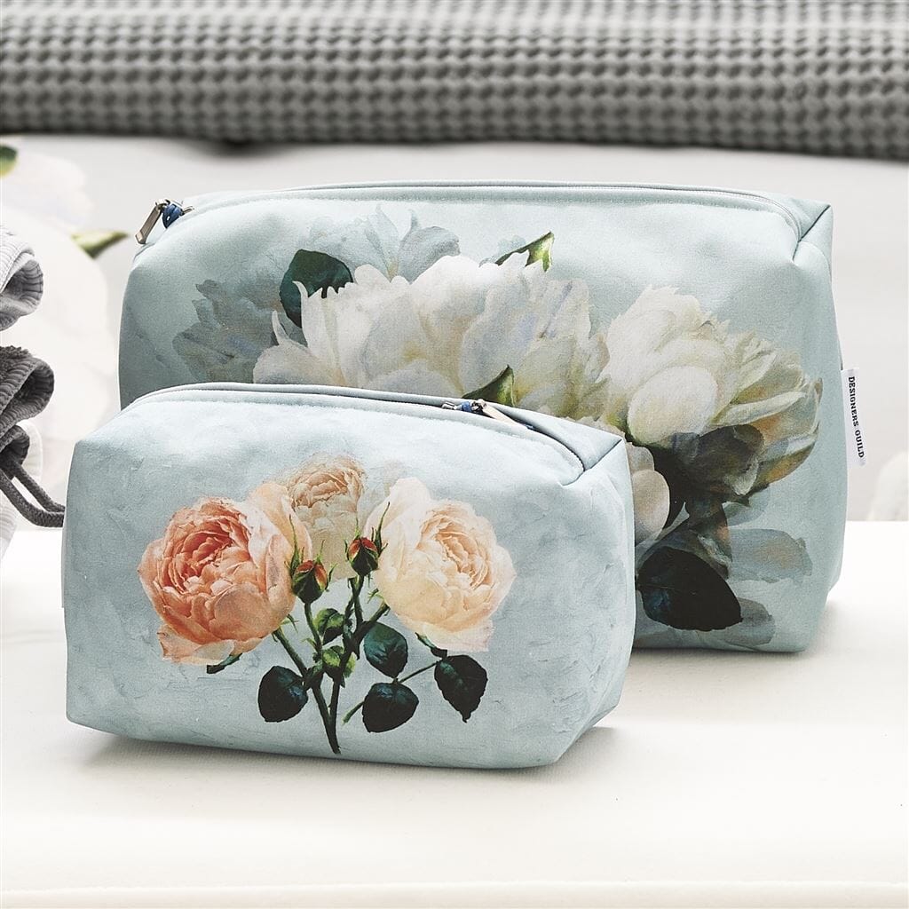 Designers Guild Designers Guild Peonia Grande Zinc Small Toiletry Bag - Small Pouch Zinc at FIG LINENS AND HOME - 3