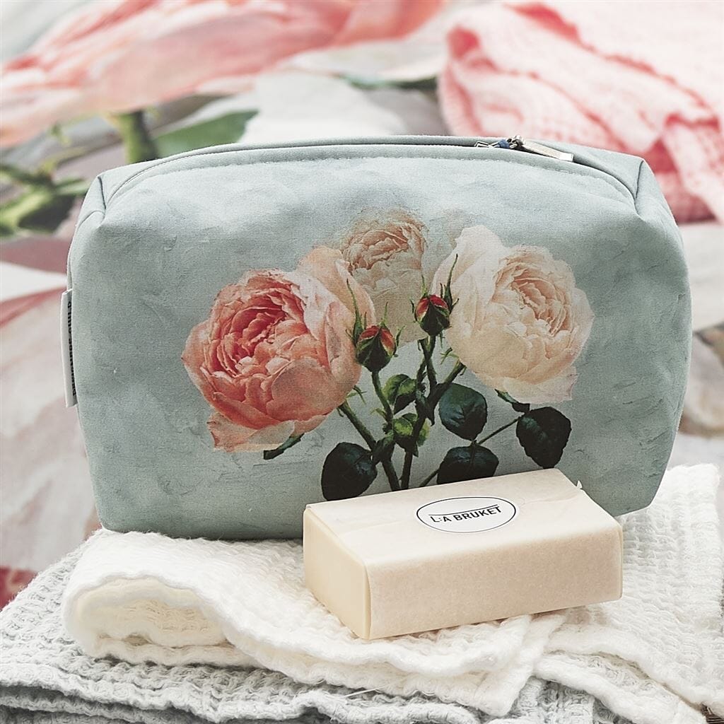 Designers Guild Designers Guild Peonia Grande Zinc Small Toiletry Bag - Small Pouch Zinc at FIG LINENS AND HOME - 2