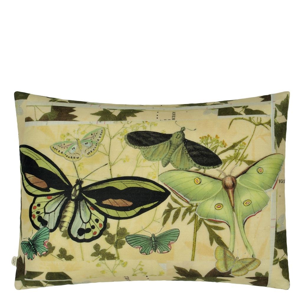 Floral Aviary Parchment Decorative Pillow - Reverse to Butterflies | Designers Guild at Fig Linens