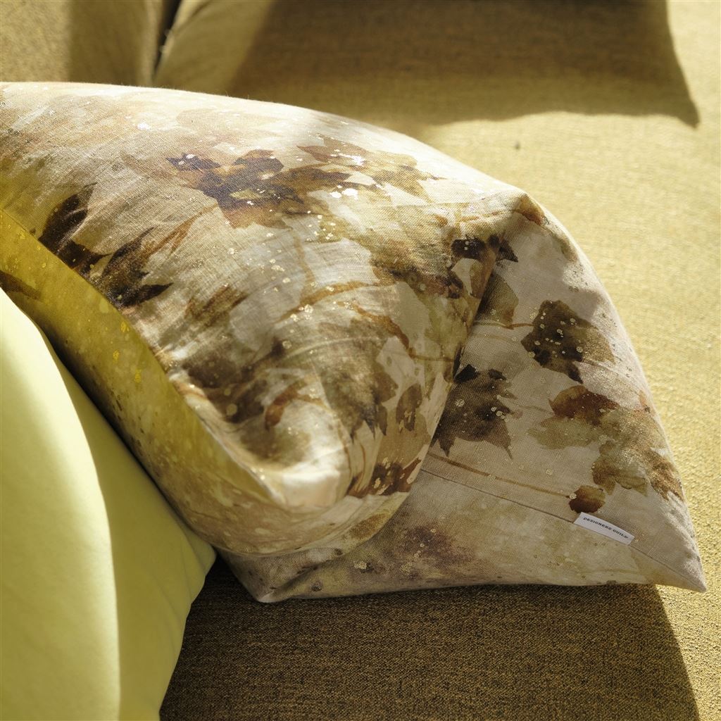 Designers Guild Jardin Chinois Hemp Decorative Pillow on Sofa
