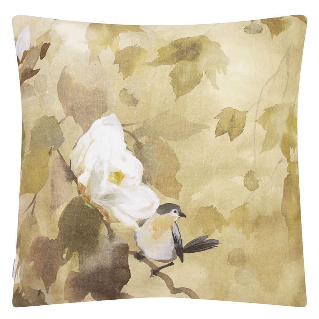 Designers Guild Maple Tree Sepia Pillow | Neutral Bird Pillow - Reverse