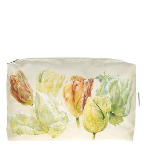 Makeup Bag - Side 1 - Spring Tulip Buttermilk Large Toiletry Bag