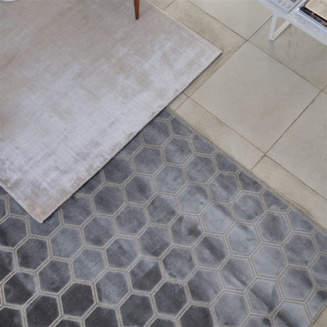 Designers Guild Manipur Silver Rug - 63 x 102in Silver at FIG LINENS AND HOME - 4