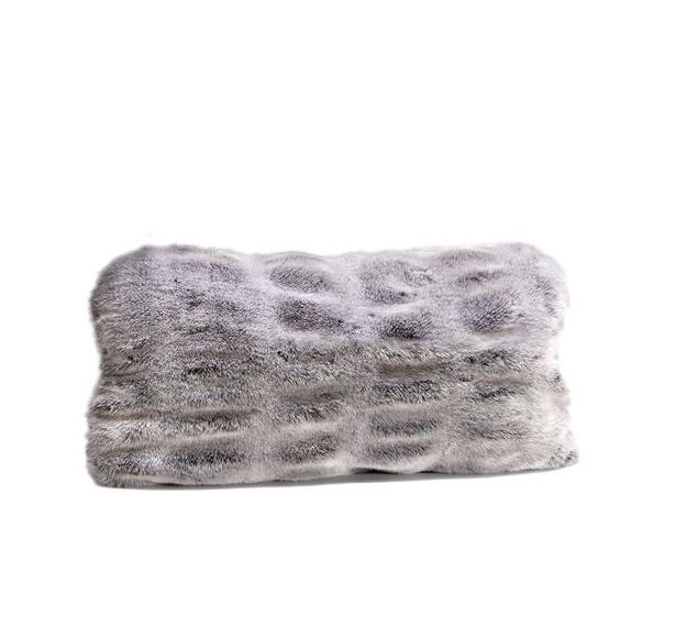 12x22" Glacier Grey Mink Faux Fur Pillows by Fabulous Furs | Fig Linens