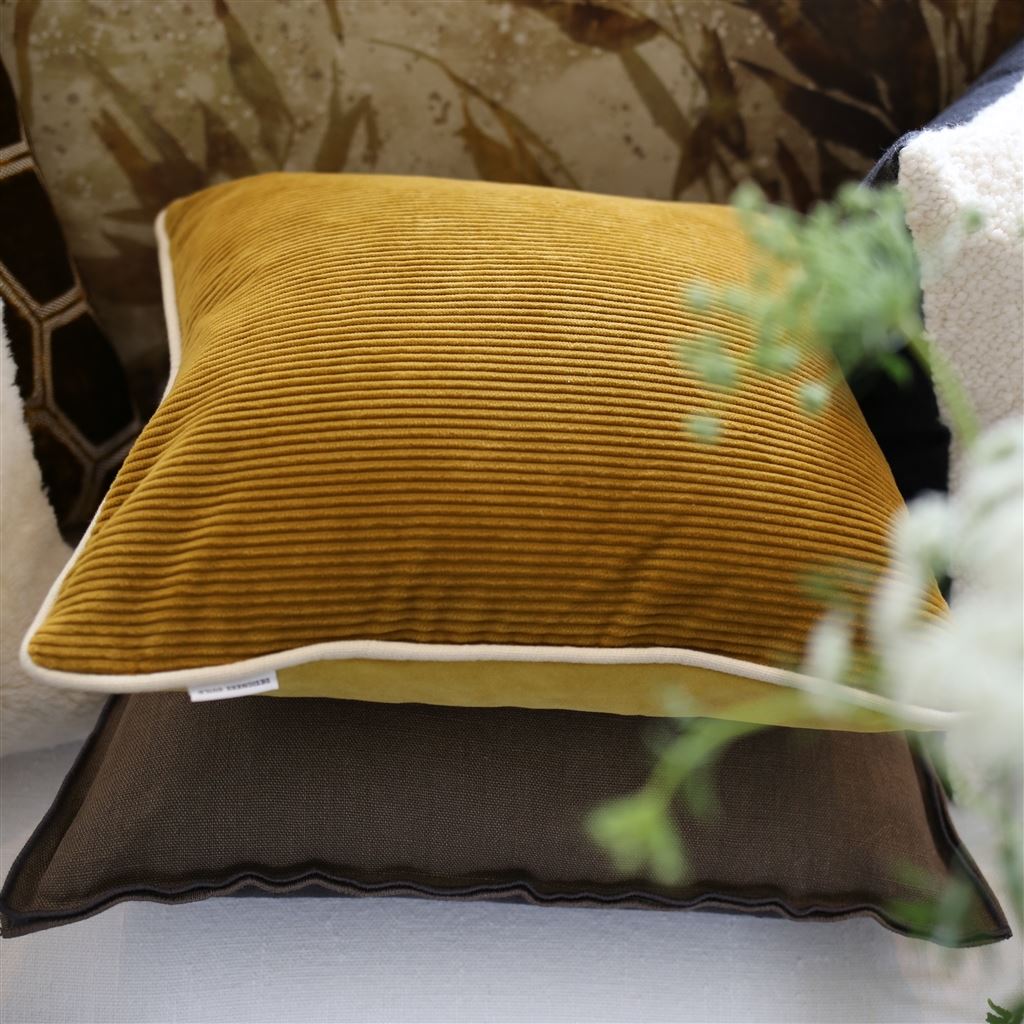 Fig Linens - Designers Guild Corda Olive Yellow Decorative Pillow 